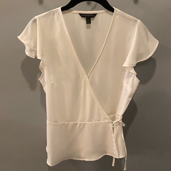 *NOT FOR SALE/SOLD* Banana Republic Wrap Blouse (Sz XXS) Off White - NWOT - Picture 1 of 3